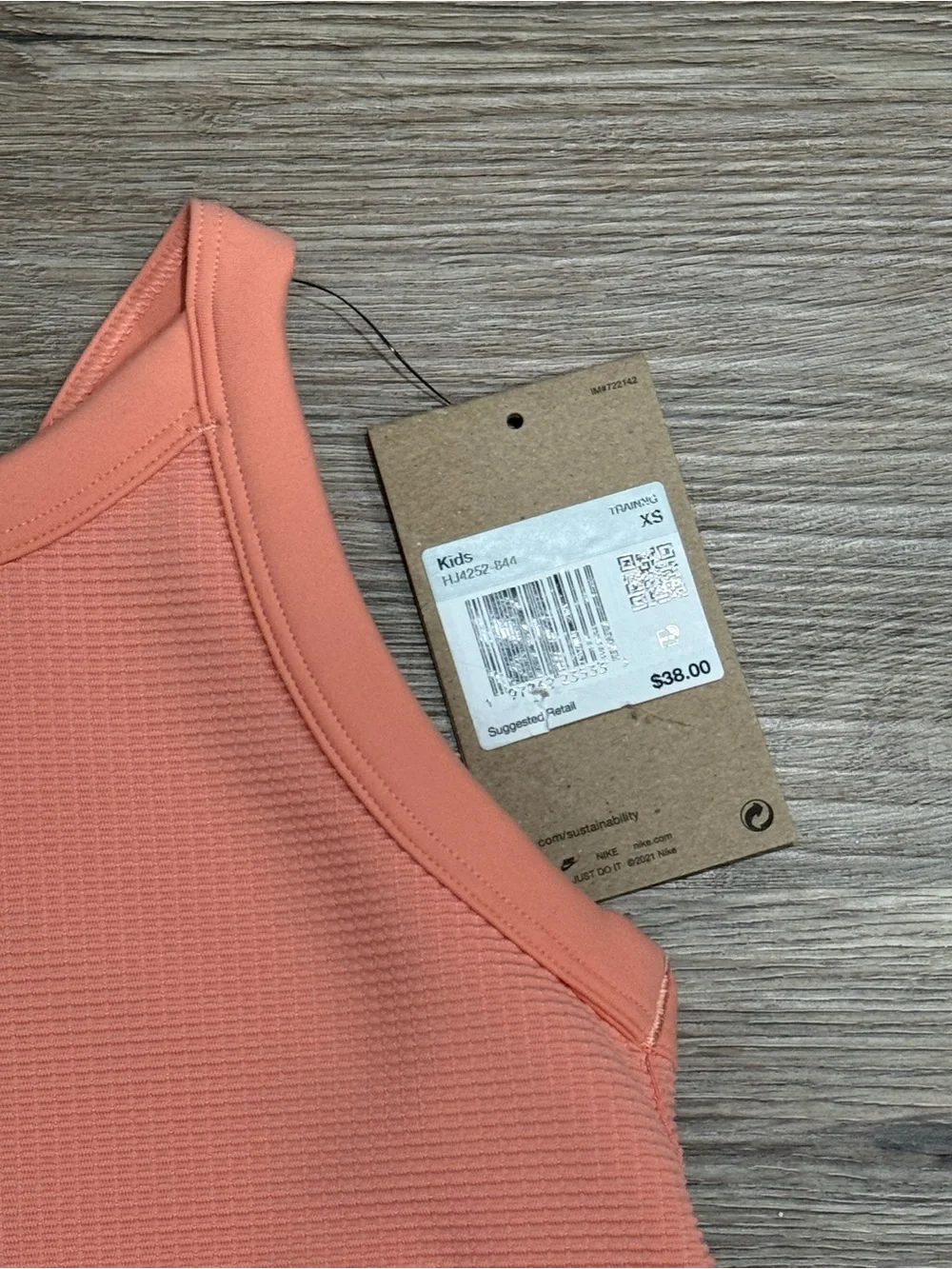 Nike Girls' Peach Racerback Tank with White Swoosh